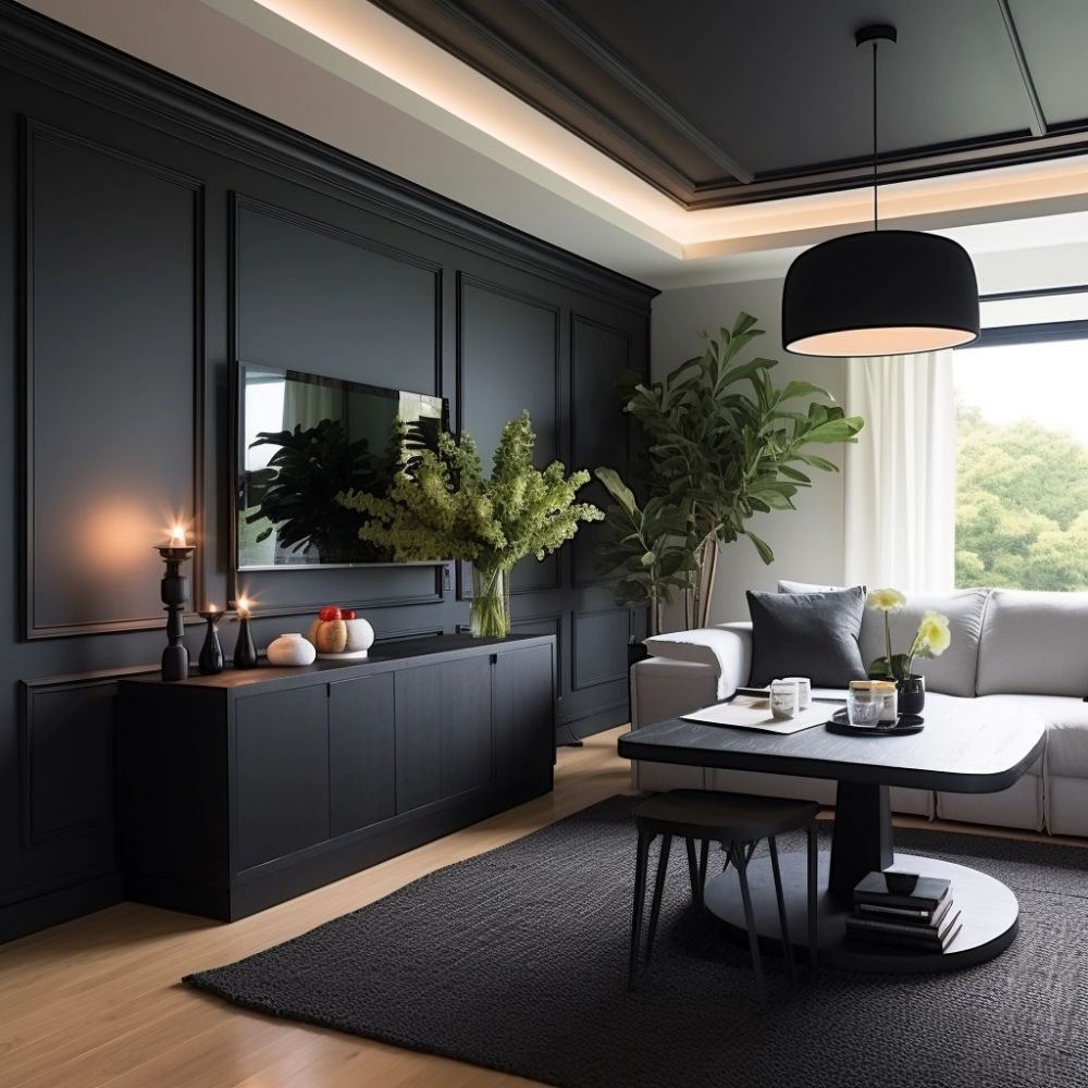 Черно-белый матовый потолок