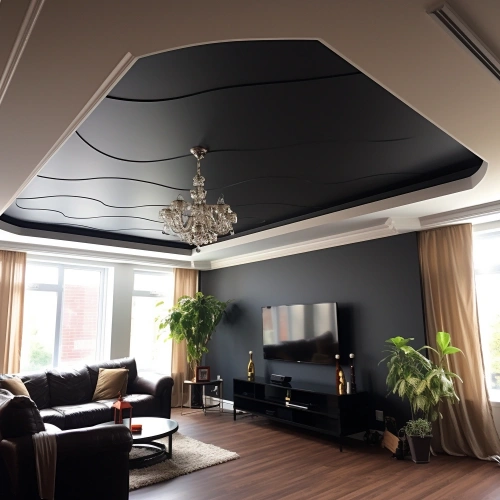 Черно-белый матовый потолок