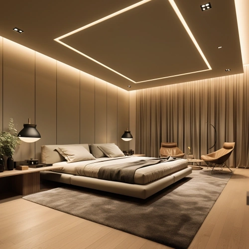 Бежевый парящий потолок